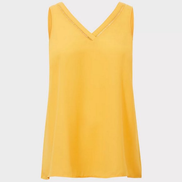 ๐ TORRID Georgette Eyelet Trim Tank Top Yellow PLUS Sz 1 / 1X - Picture 3 of 13